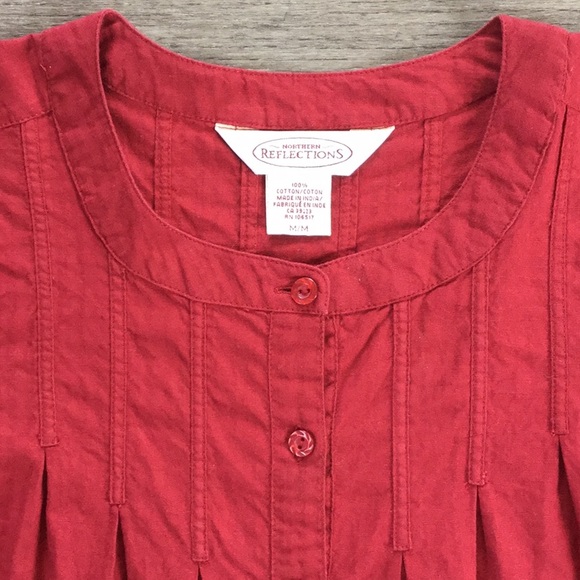 Northern Reflections - Cotton Button Front Top - Red - Picture 2 of 5